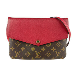Louis Vuitton Monogram Leather Brown Twice Shoulder Bag Canvas